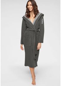 Damenbademantel Kangaroos "Dalia, ideal f&uuml;r Sauna & Spa, Standardl&auml;nge & &Uuml;berl&auml;nge" Gr. XXXL, grau (anthrazit), L:125cm, Wirkfrottier, Hausm&auml;ntel, Damenbademantel, Uni-Farben mit Streifen, Taschen, leicht, XS-3XL, auch in extra lang, Topseller