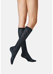 Kniestr&uuml;mpfe Kunert "Kniestrumpf Diagonal Crochet", Damen, Gr. 39-42, schwarz (alpsee 1545), Obermaterial: 65% Viskose CV. 35% Polyamid PA., Socken Kniestr&uuml;mpfe