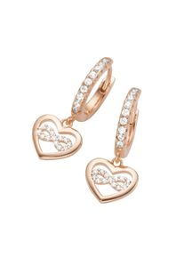 Paar Creolen Smart Jewel "Creolen Behang Herz mit Infinity - Zeichen, Zirkonia Steine, Silber 925", rosa (ros&eacute; vergoldet), Ohrringe, Damen, Silber 925 (Sterlingsilber), Paar Creolen