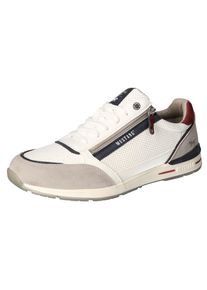Sneaker Mustang Shoes, Herren, Gr. 44, grau (sanftes wei&szlig;, grau), Lederimitat, kontrastfarbene Details, Schuhe Sneaker, mit Au&szlig;enrei&szlig;verschluss, Freizeitschuh, Halbschuh, Schn&uuml;rschuh