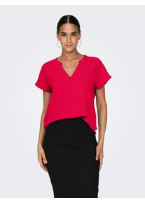 Jacqueline de Yong Shirtbluse JDY "JDYLION S/S TOP WVN NOOS", Damen, Gr. 38, ski patrol, Web, Obermaterial: 100% Polyester, unifarben, regular fit normal, V-Ausschnitt, Blusen Shirtbluse