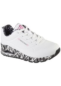Sneaker Skechers "UNO LOVING LOVE", Damen, Gr. 41, schwarz-wei&szlig; (wei&szlig;, schwarz), Lederimitat, Schuhe Sneaker, Freizeitschuh, Halbschuh, Schn&uuml;rschuh mit Luftkammersohle, Topseller