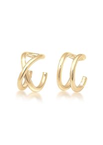 Paar Ohrklemmen Elli "Ohrringe Ohrklemme Earcuff Set Geo Basic 925 Silber" Gr. 7, gold, Ohrringe, Damen, Silber 925 (Sterlingsilber), Paar Ohrklemmen