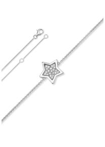 Silberkette ONE ELEMENT "Zirkonia Stern Halskette aus 925 Silber 45 cm" Gr. 45, silber, Halsketten, Damen, Silber 925 (Sterlingsilber), Silberkette