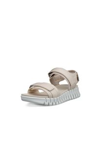 Sandalette Ecco "Ecco GRUUV SOL W", Damen, Gr. 41, beige, Leder, Schuhe Sandalette, Plateau, Sommerschuh, Sandalette mit praktischem Klettverschluss