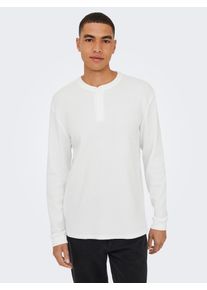 Only & Sons Langarmshirt ONLY & SONS "ONSTOBIE REG LS HENLEY TEE NOOS", Herren, Gr. S, hellwei&szlig;, Jersey, Obermaterial: 60% Baumwolle, 40% Polyester, unifarben, regular fit normal, Rundhals, B&uuml;ndchen, Shirts Langarmshirt, Baumwollmischung, regular fit