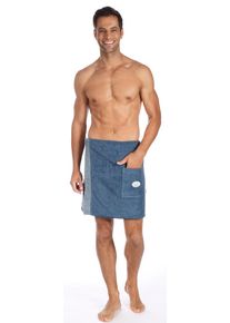 Kilt Egeria "Ben, ideal f&uuml;r Sauna & Spa", blau, L:47cm, Walkfrottee, Hausm&auml;ntel, Kilt, mit Streifen-Akzent, Topseller