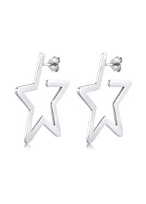 Paar Creolen Elli "Ohrringe Creolen Stern Astro Filigran 925 Silber" Gr. 33, silber, Ohrringe, Damen, ohne Stein, Silber 925 (Sterlingsilber), Paar Creolen