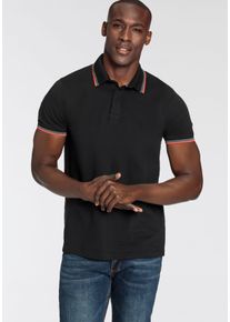 Poloshirt Bruno Banani, Herren, Gr. L (52/54), schwarz, Piqu&eacute;, Obermaterial: 95% Baumwolle, 5% Elasthan, unifarben, schmal, B&uuml;ndchen, Shirts Poloshirt, Kurzarm, schmal geschnitten, Colourblocking-Optik, Topseller