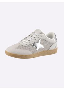 Sneaker Heine, Damen, Gr. 39, grau, silberfarben, Synthetik, Textil, Schuhe Sneaker