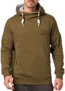 Kapuzensweatshirt INDICODE "INAix", Herren, Gr. S, gr&uuml;n (schwarz olive), Sweatware, Obermaterial: 60% Baumwolle, 40% Polyester, unifarben, regular fit normal, Rundhals, Rippb&uuml;ndchen, Sweatshirts Kapuzensweatshirt