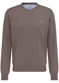 Strickpullover Fynch-Hatton "Fynch-Hatton Pullover mit V-Kragen", Herren, Gr. S (48), braun (earth), Strick, Obermaterial: 100% Baumwolle, unifarben, bequem h&uuml;ftbedeckend, V-Ausschnitt, Flachstrickb&uuml;ndchen, Pullover Strickpullover, aus Baumwolle, mit V-Ausschnitt, bequeme Passform