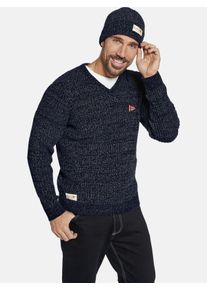 Rundhalspullover Jan Vanderstorm "Pullover mit M&uuml;tze RONAI", Herren, Gr. XL, rot (dunkelblau melange), Obermaterial: 84% Polyester COOLMAX PES(Coolmax). 16% Baumwolle CO., Pullover Rundhalspullover
