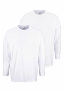 Langarmshirt Fruit of the Loom, Damen, Gr. XL (54/56), wei&szlig;, Single Jersey, Obermaterial: 100% Baumwolle, unifarben, normal h&uuml;ftbedeckend, Rundhals, Shirts Langarmshirt, aus reiner Baumwolle, 2-er Pack, Topseller