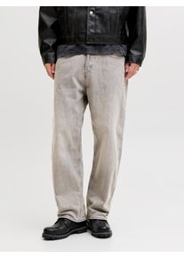 Jack & Jones Relax-fit-Jeans JACK & JONES "JJIALEX JJORIGINAL SQ", Herren, Gr. 33, L&auml;nge 30, grau (grau denim), Denim/Jeans, Obermaterial: 100% Baumwolle, Abriebeffekte, relaxed fit kn&ouml;chellang, Jeans Relax-fit-Jeans