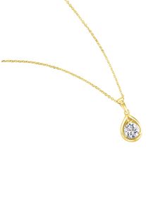 Kette mit Anh&auml;nger Firetti "Schmuck Geschenk Silber 925 Halsschmuck Halskette Ankerkette Solit&auml;r", gold (gelbgoldfarben, kristallwei&szlig;), Halsketten, Damen, Silber 925 (Sterlingsilber), L: 45 B: 1,4mm, Kette mit Anh&auml;nger, mit Zirkonia (synth.), B:1,4mm