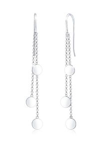 Paar Ohrh&auml;nger Elli "Ohrringe Ohrh&auml;nger Geo Kreis Pl&auml;ttchen Trend 925 Sterling Silber" Gr. 57, silber, Ohrringe, Damen, ohne Stein, Silber 925 (Sterlingsilber), Paar Ohrh&auml;nger