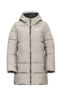 Daunenmantel Jack Wolfskin "FROZEN PALACE LONG JKT W RDS", Damen, Gr. S, pale sand, Obermaterial: 100% Polyester. Futter: 100% Polyester. Wattierung: 90% Entendaune, 10% Federn, h&uuml;ftbedeckend, M&auml;ntel Daunenmantel, W&auml;rmend, winddicht, Daunenparka