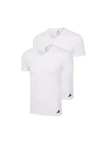 T-Shirt adidas Sportswear "Active Flex Cotton", Herren, Gr. M, wei&szlig; (100, wei&szlig;), Obermaterial: 95% Baumwolle, 5% Elasthan, bequem kniebedeckend, V-Ausschnitt, Shirts T-Shirt, V-Ausschnitt, Kurzarm, bequem, elastisch