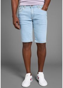 Jeansshorts Arizona, Herren, Gr. 32, N-Gr, blau (bleached), Denim/Jeans, Obermaterial: 98% Baumwolle, 2% Elasthan, kontrastfarbene Details, Basic, normal knieumspielend, Jeans Jeansshorts, gerader Schnitt, knieumspielende L&auml;nge, niedrige Leibh&ouml;he