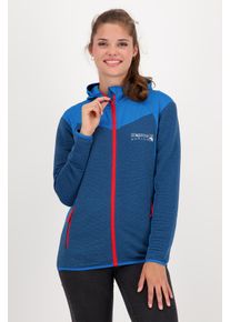 Strickfleecejacke DEPROC Active "ELM WOMEN", Damen, Gr. 46 (L), blau, 100% Polyester, figurbetont, gerader Abschluss mit innenliegendem Gummizug, Jacken Strickfleecejacke, auch in Gro&szlig;en Gr&ouml;&szlig;en erh&auml;ltlich