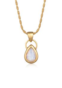 Lange Kette Elli Premium "Halskette Mondstein Klassisch Blogger 925 Silber" Gr. 60, gold, Halsketten, Damen, mit Stein, Silber 925 (Sterlingsilber), Lange Kette