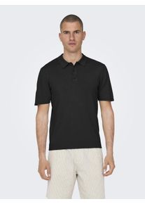 Only & Sons Poloshirt ONLY & SONS "ONSWYLER LIFE REG 14 SS POLO KNIT NOOS", Herren, Gr. S, schwarz, Strick, Obermaterial: 78% Viskose, 22% Polyester, unifarben, regular fit, Shirts Poloshirt