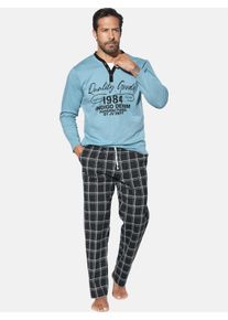 Schlafanzug Jan Vanderstorm "Schlafanzug ROLFHEIM", Herren, Gr. 7XL, blau, Obermaterial: 100% Baumwolle CO., Homewear-Sets Schlafanzug