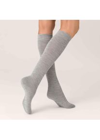 Kniestr&uuml;mpfe Kunert "Kniestrumpf Wool Care", Damen, Gr. 35-38, grau (lichtgrau 0170), Obermaterial: 98% Schurwolle WV. 2% Elasthan EL., Socken Kniestr&uuml;mpfe