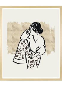 Bild mit Rahmen s.Oliver "Lazy Girl", farbe rahmen: beige, natur, farbe bild(er): beige, schwarz, B:30cm H:40cm T:1,5cm, Holz, Plexiglas, Bilder, Bild mit Rahmen, HD Premium Posterdruck mit Echtholzrahmen