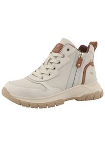 Winterboots Mustang Shoes "Raissa", Damen, Gr. 36, creme, braun, Lederimitat, Schuhe Winterboots, Schn&uuml;rboot, Trekkingboots mit TEX-Membrane