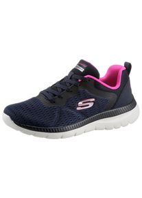Berufsschuh Skechers "BOUNTIFUL - QUICK PATH", Damen, Gr. 40, blau (navy, pink), Lederimitat, Textil, Schuhe Berufsschuh, Freizeitschuh, Halbschuh, Schn&uuml;rschuh mit gepolsterter Innensohle