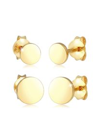Ohrstecker-Set Elli "Ohrringe Disc Pl&auml;ttchen Kreis Basic 2er Set 925 Silber", gold, Ohrringe, Damen, ohne Stein, Silber 925 (Sterlingsilber), Ohrstecker-Set