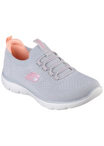 Slip-On Sneaker Skechers "SUMMITS", Damen, Gr. 36, grau (grau, meliert), Textil, meliert, Schuhe Slip-On Sneaker, Freizeitschuh, Halbschuh, Slipper mit flexibler Traktionslaufsohle, Topseller
