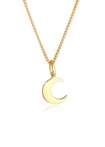 Kette mit Anh&auml;nger Elli "Halskette Panzerkette Mond Halbmond Sichel Astro 925 Silber" Gr. 45, gold, Halsketten, Damen, ohne Stein, Silber 925 (Sterlingsilber), Kette mit Anh&auml;nger