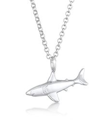 Kette mit Anh&auml;nger Elli "Halskette Haifisch Hai Erbskette Tier Symbol 925 Silber" Gr. 45, silber, Halsketten, Damen, ohne Stein, Silber 925 (Sterlingsilber), Kette mit Anh&auml;nger