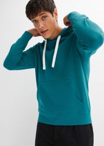 Hoodie bonprix "Hoodie aus reiner Baumwolle", Herren, Gr. 64 (3XL), blau (petrol), Obermaterial: 100% Baumwolle, regular fit, Sweatshirts Hoodie, Regular Fit, mit K&auml;ngurutasche, weich angeraute Innenseite
