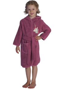 W&ouml;rner Kinderbademantel W&Ouml;RNER "Einhorn" Gr. 110, light mauve, 110/116, Baumwolle, Hausm&auml;ntel, Kinderbademantel, mit Stickerei, mit Tasche, maschinenwaschbar
