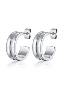 Paar Ohrstecker Elli "Ohrringe Creolen Stecker Rillen Design Modern Goldfarben" Gr. 17, silber, Ohrringe, Damen, ohne Stein, Messing, Paar Ohrstecker