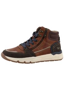 Sneaker Mustang Shoes "Mart", Herren, Gr. 40, braun (cognac), Lederimitat, Textil, Schuhe Sneaker, High Top Sneaker, Schn&uuml;rboots mit Rei&szlig;verschluss