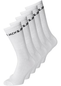 Jack & Jones Tennissocken JACK & JONES "JACBASIC LOGO TENNIS SOCK 5 PACK NOOS", Herren, wei&szlig;, Baumwollmischung, uni, Socken Tennissocken