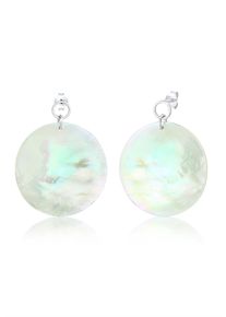 Paar Ohrh&auml;nger Elli "Ohrringe H&auml;nger Perlmutt-Pl&auml;ttchen Schimmernd 925 Silber" Gr. 39, silber, Ohrringe, Damen, ohne Stein, Silber 925 (Sterlingsilber), Paar Ohrh&auml;nger