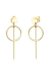 Paar Ohrh&auml;nger Elli "Ohrringe H&auml;nger Pl&auml;ttchen Kreis Basic 925 Silber" Gr. 41, gold, Ohrringe, Damen, ohne Stein, Silber 925 (Sterlingsilber), Paar Ohrh&auml;nger
