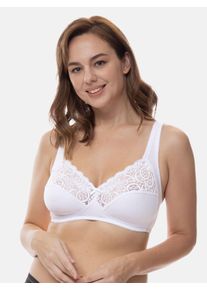 B&uuml;gelloser BH Dorina "Georgina", Damen, Gr. 80, Cup E, wei&szlig;, Jersey, Obermaterial: 75% Baumwolle, 19% Polyamid, 6% Elasthan, unifarben, BHs B&uuml;gelloser BH, mit Spitze, st&uuml;tzendes Unterbrustband, Full-Cup