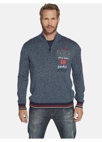 Troyer Jan Vanderstorm "Pullover CAJETAN", Herren, Gr. L, blau (dunkelblau melange), Obermaterial: 50% Baumwolle CO. 50% Polyacryl PAN., unifarben, normal, ohne Ausschnitt, Pullover Troyer