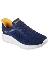 Slip-On Sneaker Skechers "BOBS SQUAD CHAOS-SOLID STEP", Damen, Gr. 40, blau (navy), Textil, Schuhe Slip-On Sneaker, Schlupfschuh, Slipper, Sneaker zum Schlupfen, Topseller