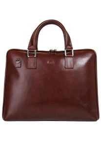 Pike Aktentasche PIK&Eacute;, Damen, Gr. B/H/T: 40cm x 31cm x 7cm onesize, braun, Leder, beschichtet, gl&auml;nzend, Taschen Aktentasche, echt Leder, Made in Italy