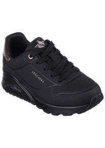 Sneaker Skechers "ESS - STREET GIRLS", M&auml;dchen, Gr. 28, schwarz (schwarz, uni), Lederimitat, Schuhe Sneaker, Freizeitschuh mit gepolster.Schaftrand, Gr&ouml;&szlig;enschablone zum Download