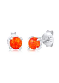 Paar Ohrstecker Elli "Ohrringe Stecker Opal Rund Synthetisch 925 Silber" Gr. 4,5, orange, Ohrringe, Damen, 4,5,mit Stein, Silber 925 (Sterlingsilber), Paar Ohrstecker