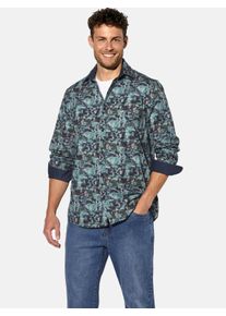 Langarmhemd Babista "Hemd OLRIN", Damen, Gr. XXL, weit, blau (petrol gemustert), Obermaterial: 100% Baumwolle CO., Hemden Langarmhemd